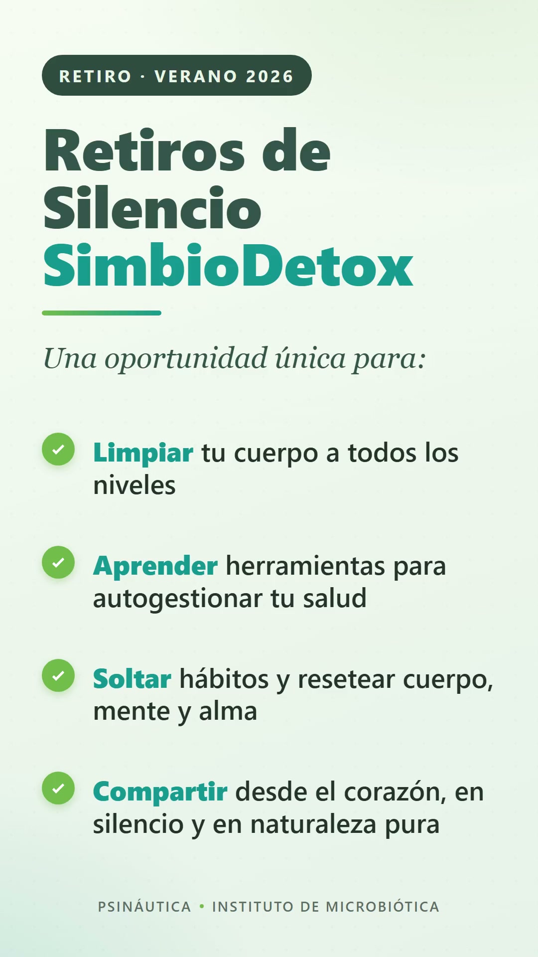 Retiros de Silencio SimbioDetox verano 2026