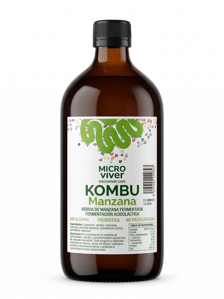 Kombu Manzana – Kombucha de manzana de fruta entera (1 L)